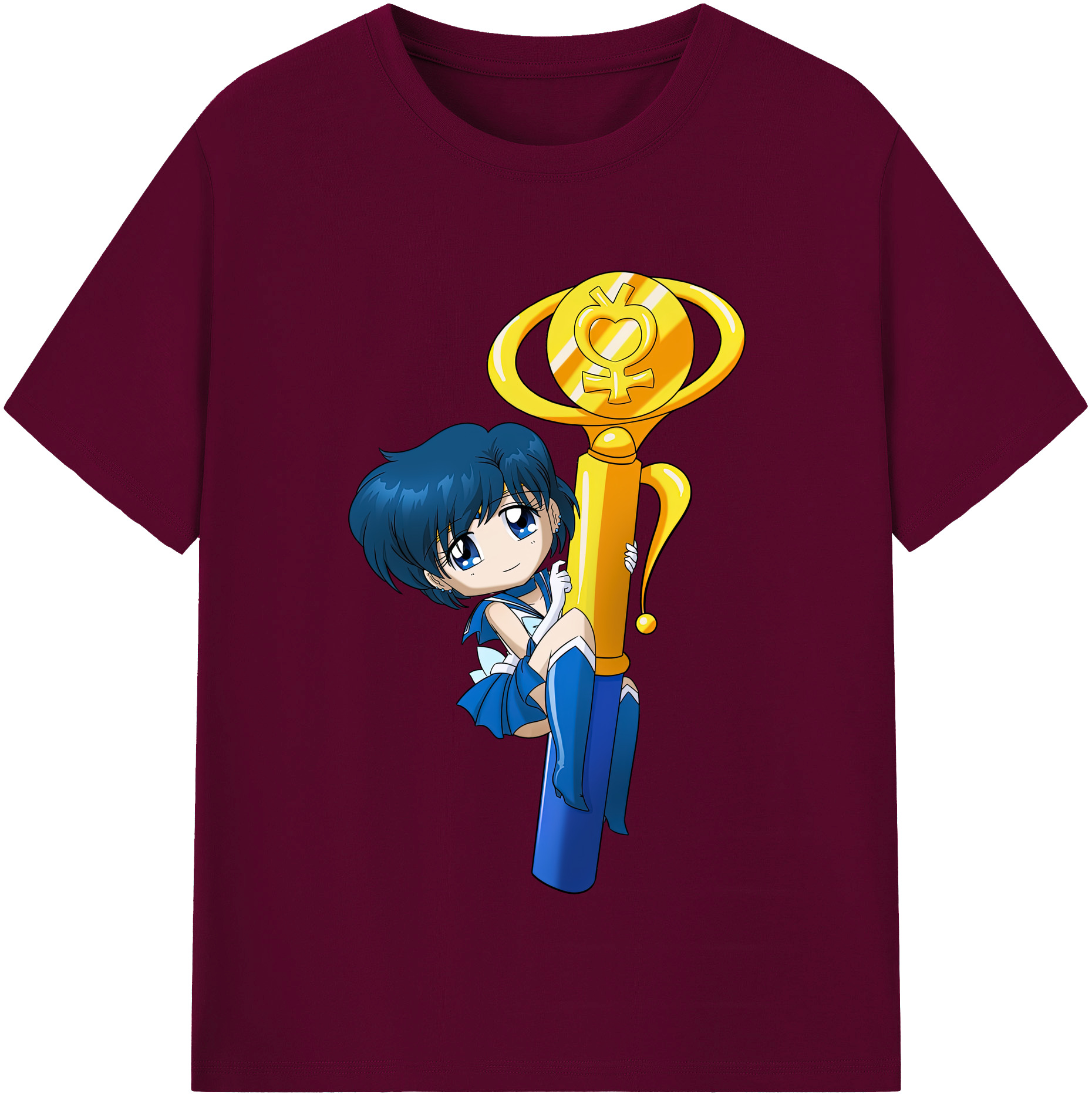 （画像用） 美少女戦士セーラームーン 水野 亜美 みずの あみ Sailor Moon Mizuno Ami レディースカジュアルプリントTシャツ（綿100％）